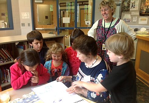 Evelyn Fortune with students at Marlborough School
